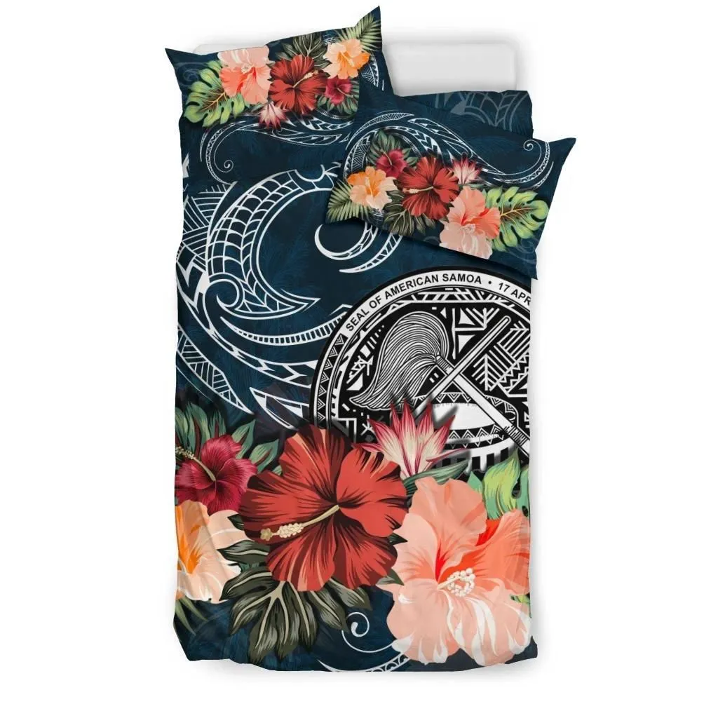 FamilyGater Bedding Set - Cover and Pillow Cases American Samoa Hibiscus PolyFamilyGater Duvet Cover TH5