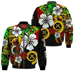 (Custom Personalised) Vanuatu Bomber Jacket Polynesia Tie Dye Hibiscus Flowers LT13
