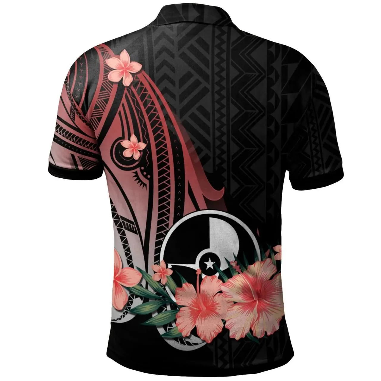 Yap Polo Shirt - Red Polynesian Hibiscus Pattern Style