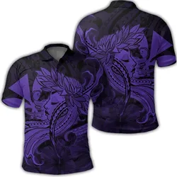 Hawaiian Map Hula Girl Hibiscus Kanaka Polynesian Polo Shirt - Purple