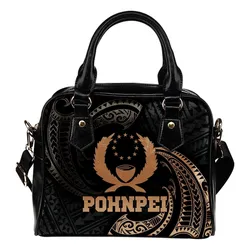 Pohnpei Micronesia Shoulder Handbag - Gold Tribal Wave
