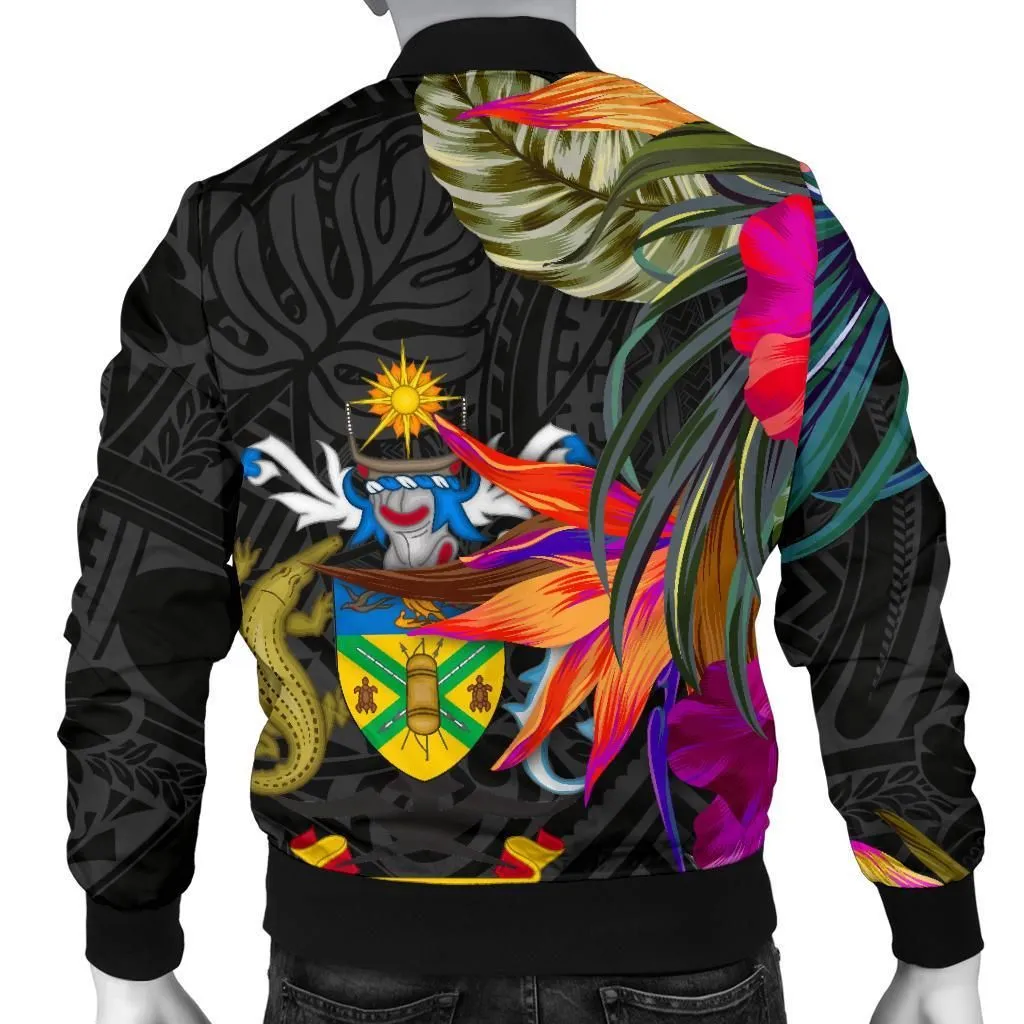 Solomon Islands Mens Bomber Jacket - Polynesian Hibiscus Pattern