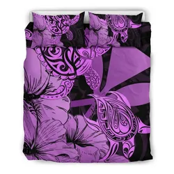 FamilyGater Home Set - Hawaii Turtle Bedding Set Polynesian Hibiscus Art Ver 2.0 Pink AH J1