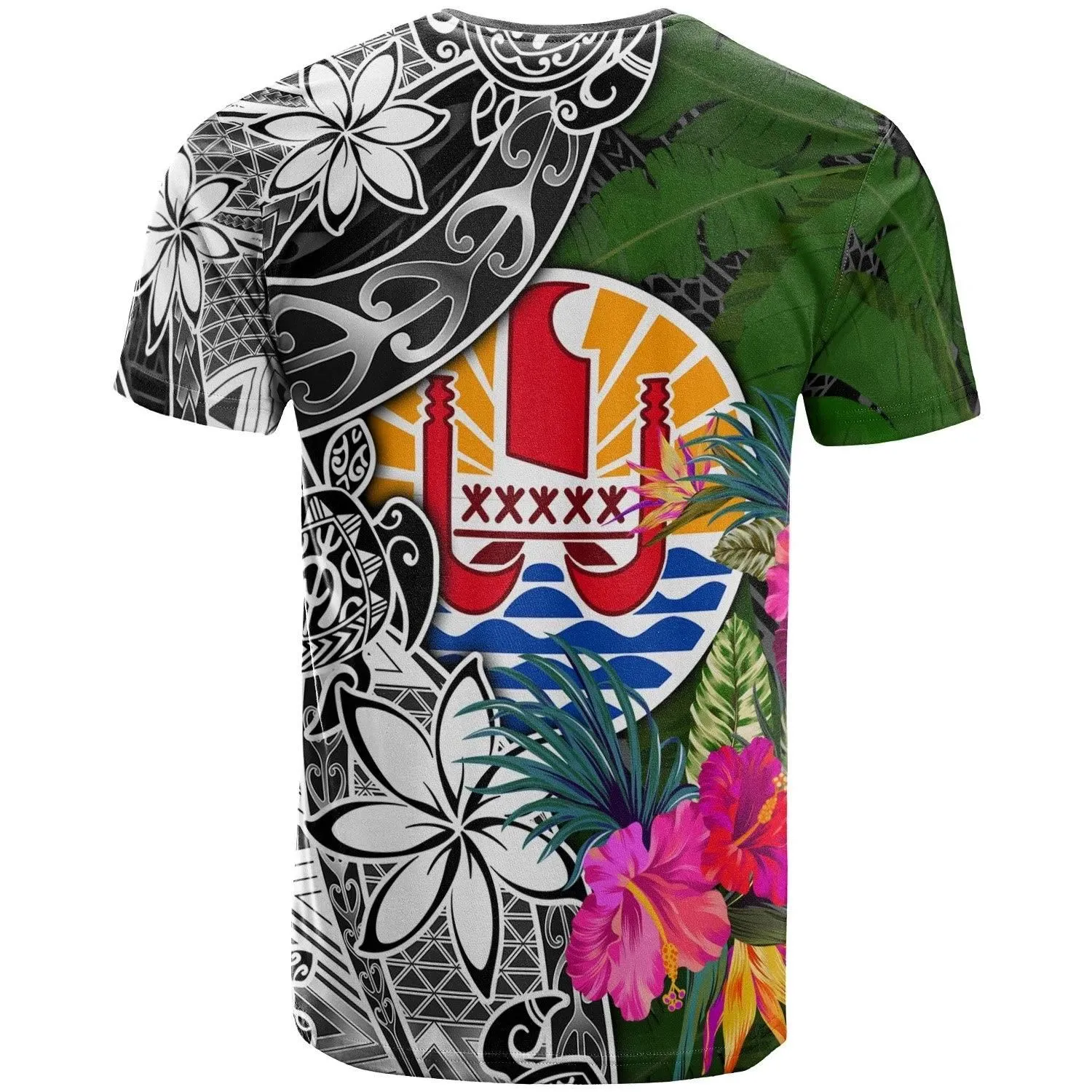 Tahiti T-Shirt - Turtle Plumeria Banana Leaf - BN11