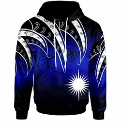 Marshall Islands Tropical Leaf Gradient Blue Unique 3D Printed Sublimation Hoodie Hooded Sweatshirt Comfy Soft And Warm For Men Women S to 5XL CTC16012427
