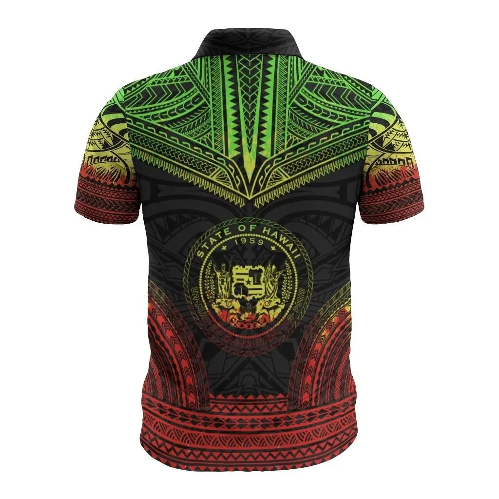 Hawaii Polynesian Tattoo Polo Shirt, Coat Of Arms Golf Shirt BN10