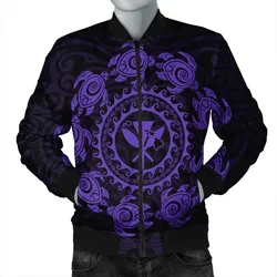 FamilyGater Jacket - Hawaiian Map Kanaka Turtles Circle Style Purple Polynesian Bomber Jacket - AH - J4R
