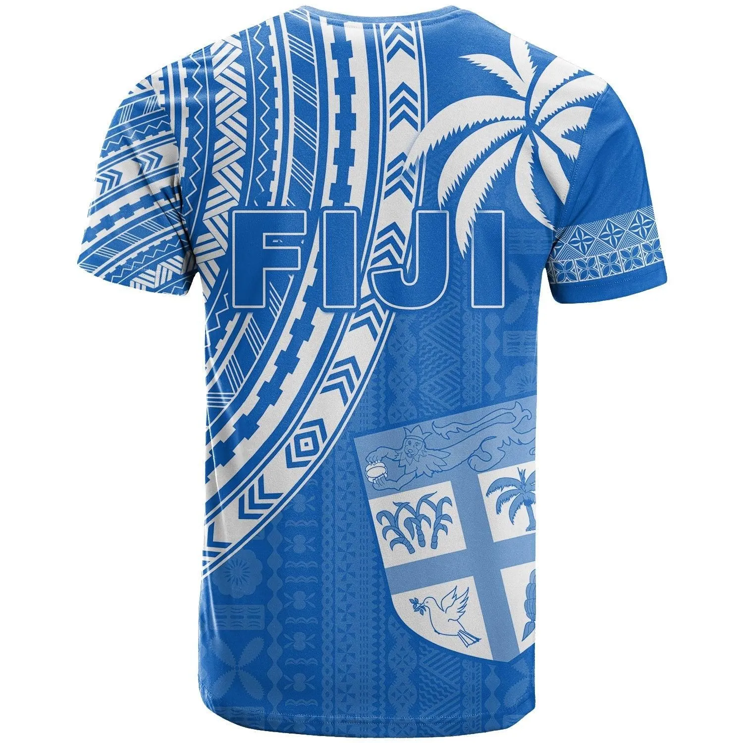 Fiji Rugby Sevens T Shirt Fijian 7s Tapa Polynesian Blue Ver.01 LT13