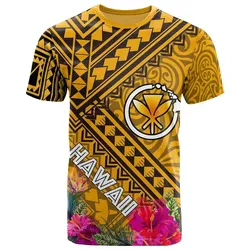 Alohawaii T-Shirt - Tee Hawaii - Kanaka Maoli With Hibiscus On Polynesian Patterns (YELLOW) - BN25