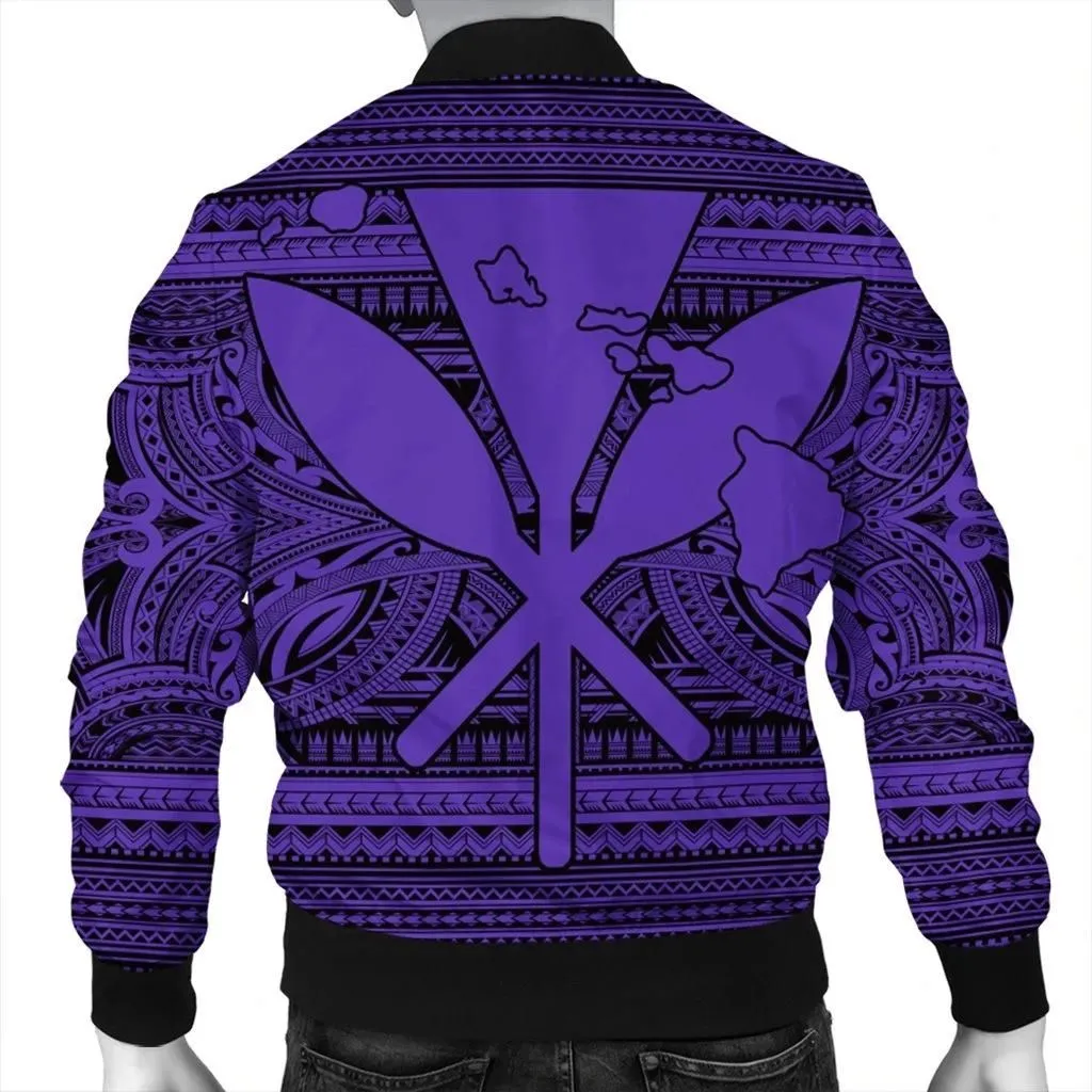 Alohawaii Jacket - Hawaiian Kanaka Polynesian Tribal Bomber Jacket Reggae Color Purple AH - J7R