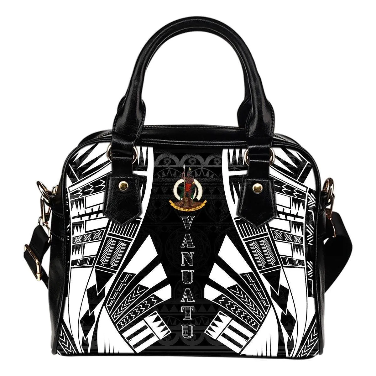 Vanuatu Shoulder Handbag - Polynesian Tattoo Black