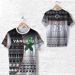 (Custom Personalised) Vanuatu Rugby T Shirt Impressive Version Black - Custom Text And Number