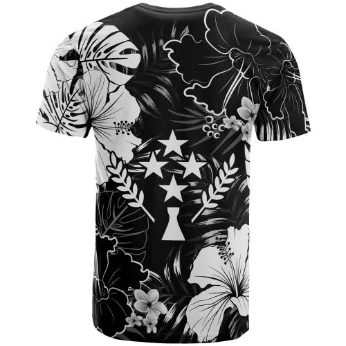 Kosrae Micronesia T Shirt - White Hibiscus Palm Monstera