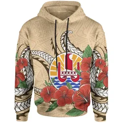 Alohawaii Clothing - Hoodie Tahiti Polynesian - Hibiscus Coat of Arm Beige - BN11
