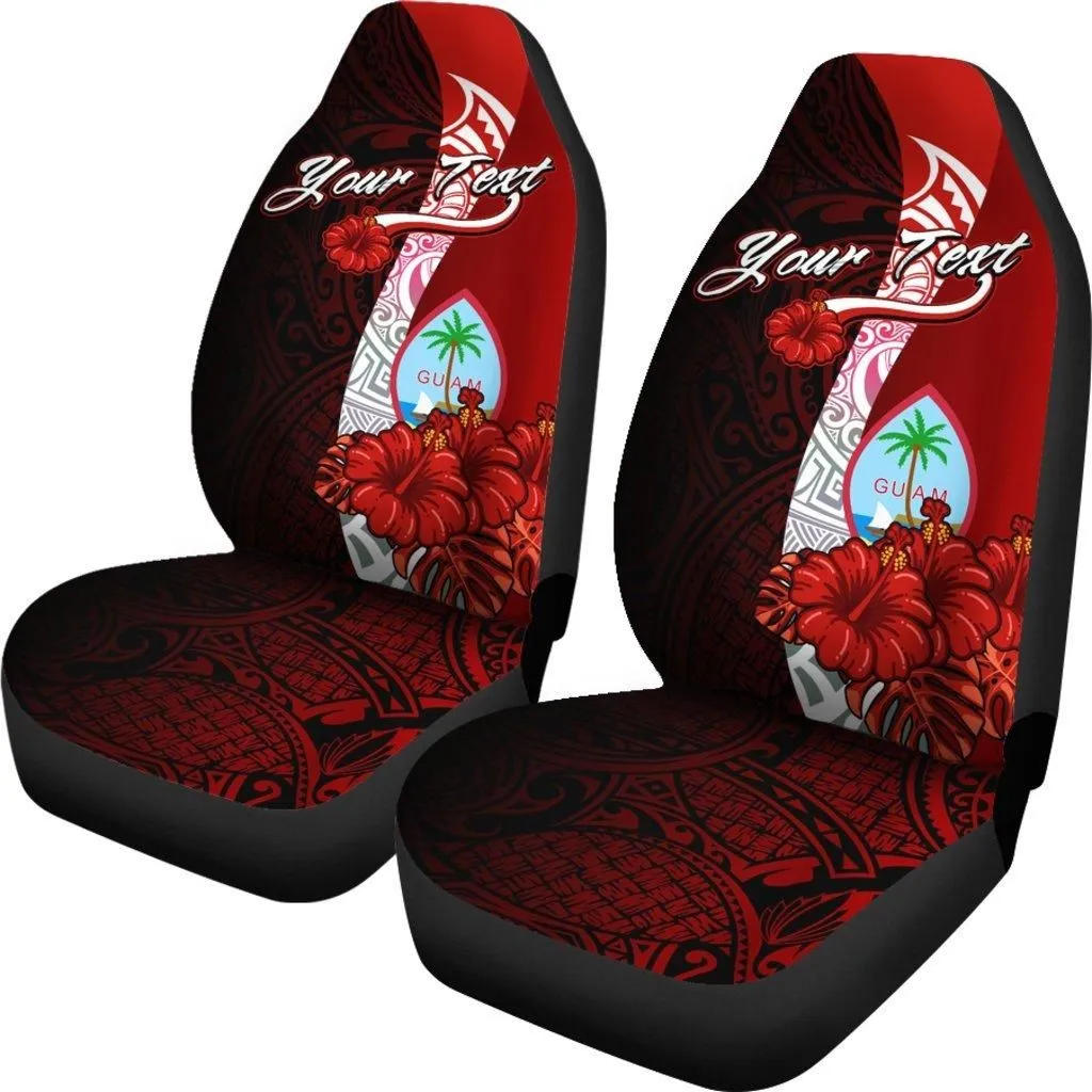 Guam Polynesian Custom Personalised Car Seat Covers - Coat Of Arm With Hibiscus