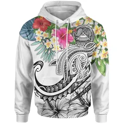 Alohawaii Clothing - Hoodie Polynesian American Samoa - Summer Plumeria (White) - BN15