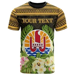 French Polynesia Tahiti T-Shirt - Custom Personalised Tahiti Of Seal Tropical Flowers Style