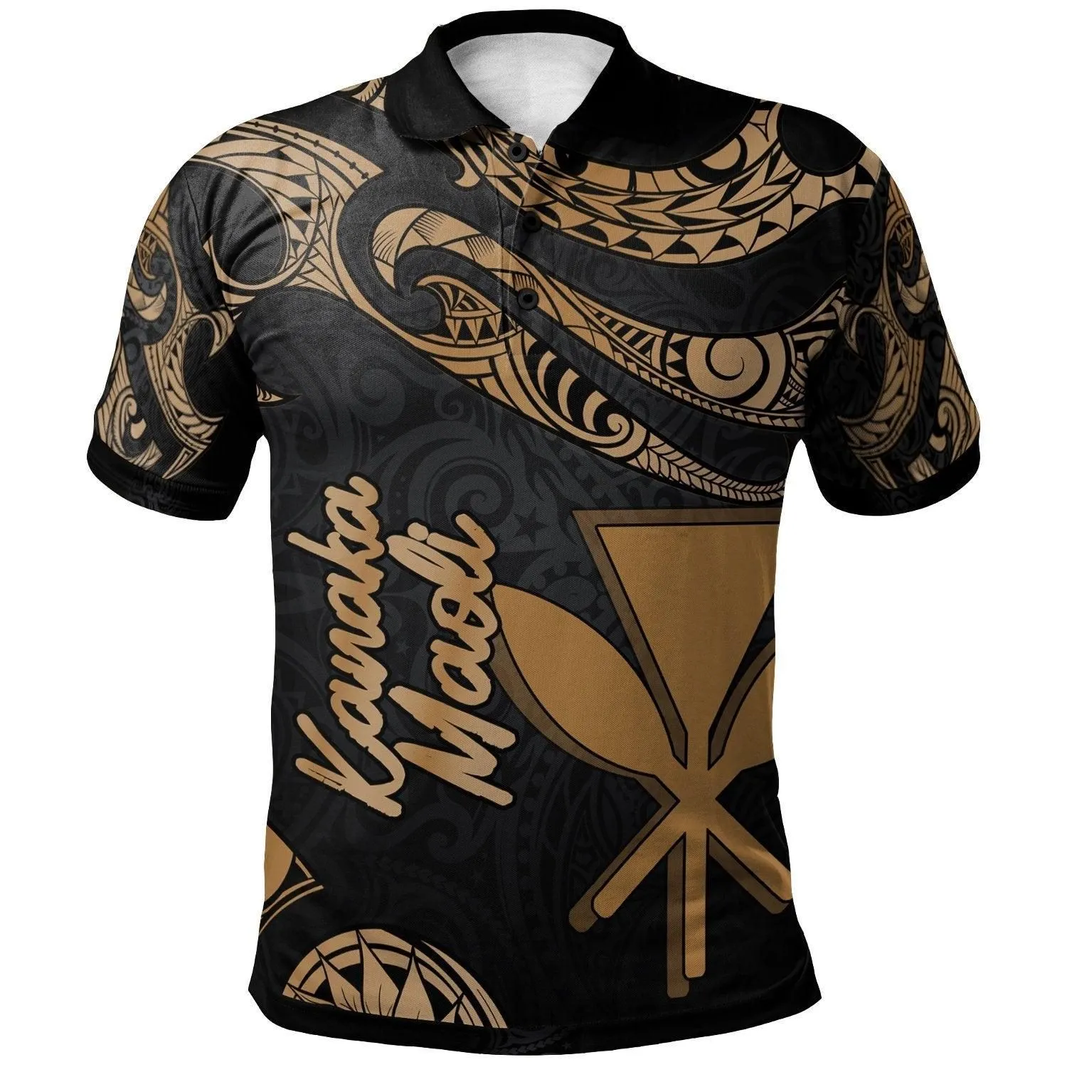 Hawaii Kanaka Maoli Polynesian Polo Shirt - Poly Tattoo Gold Version