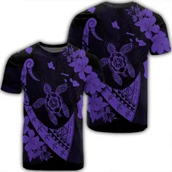 Alohawaii Tee - Hawaiian Map Hibiscus Turtle Fish Hook Polynesian T-Shirt Purple - AH - J5R