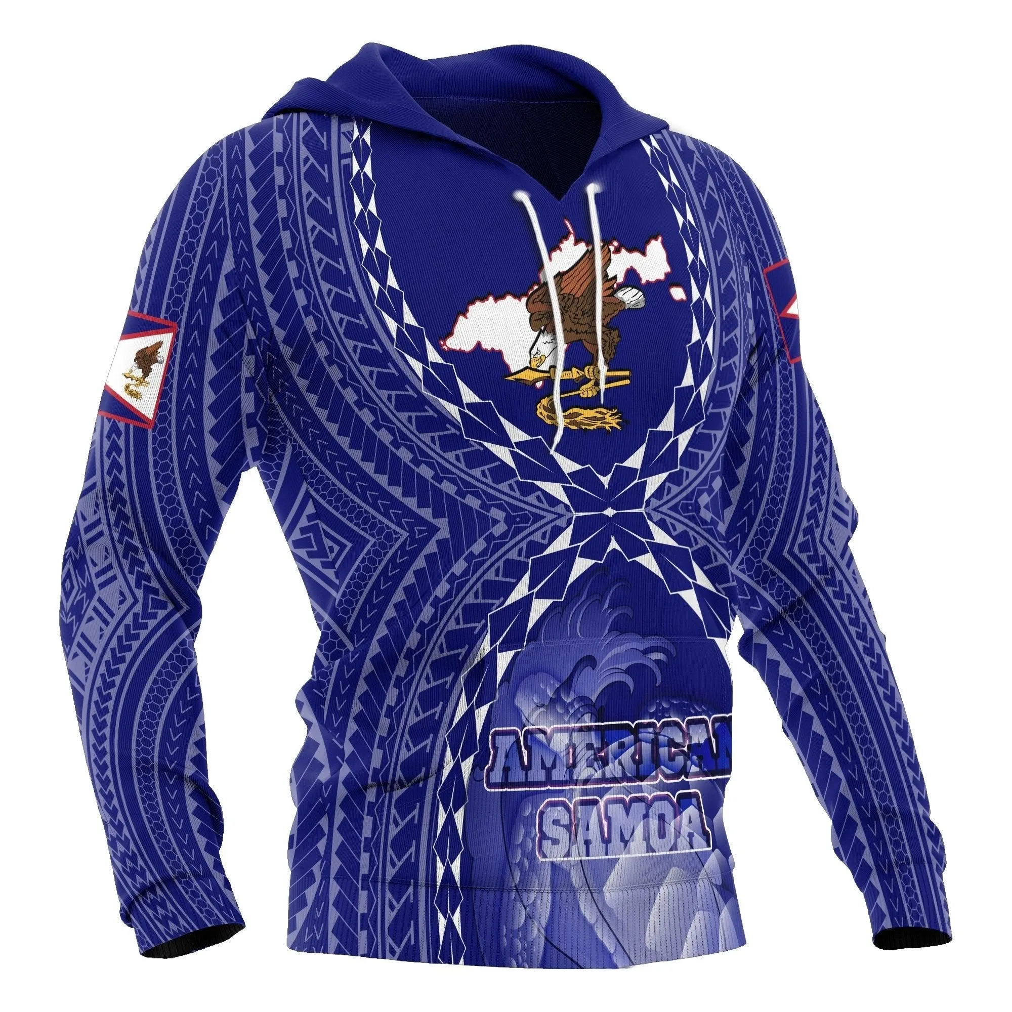 American Samoa Polynesian Hoodie - merican Samoa Flag with Polynesian Tattoo