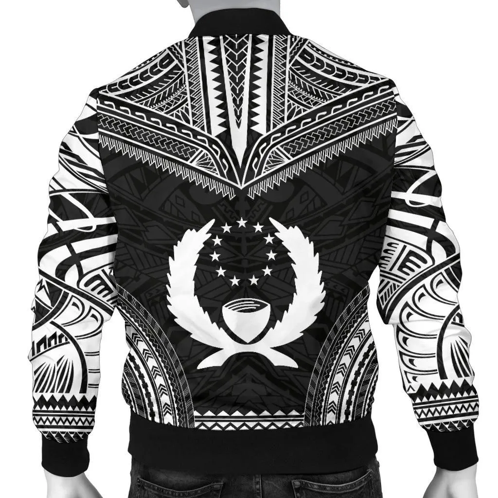 Pohnpei Polynesian Chief Men's Bomber Jacket - Black Version - Bn10