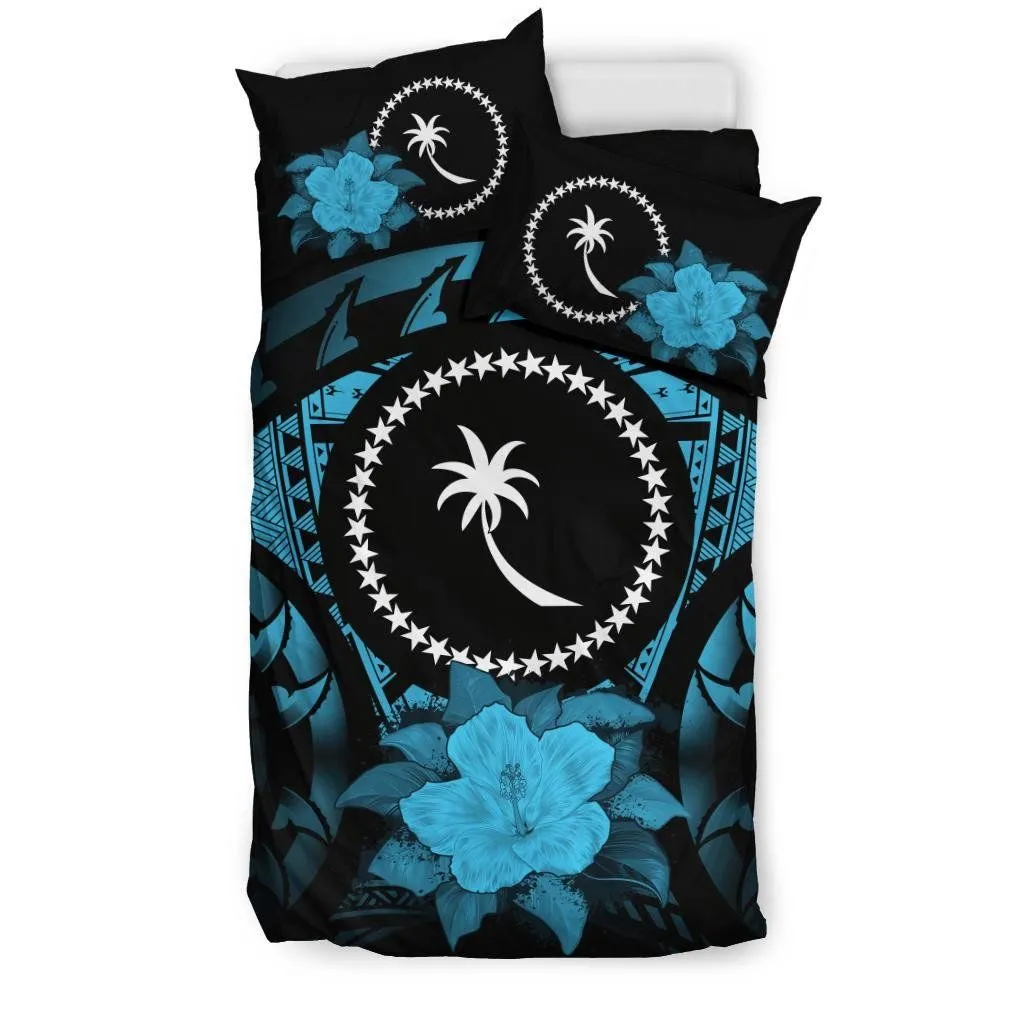 FamilyGater Bedding Set - Cover and Pillow Cases Chuuk Blue Hibiscus A24