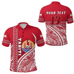 (Custom Personalised) Tahiti Rugby Polo Shirt Marvelous Version Red - Custom Text and Number