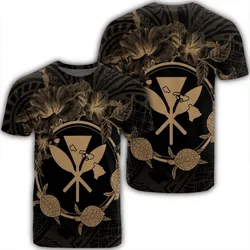 Hawaii Kanaka Turtle Hibiscus Polynesian T-Shirt - Anthea Style Gold - AH