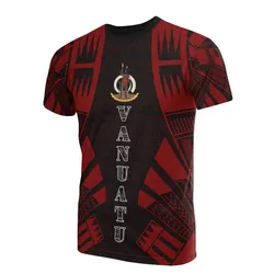 Vanuatu T shirt - Vanuatu Coat Of Arms Polynesian Tattoo Red Style