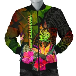 New Caledonia Polynesian Men's Bomber Jacket - Hibiscus and Banana Leaves - BN15
