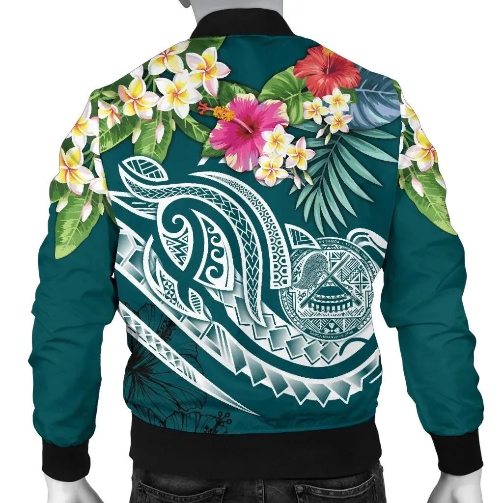 FamilyGaterJacket - Bomber Jacket American Samoa Polynesian Summer Plumeria - BN15