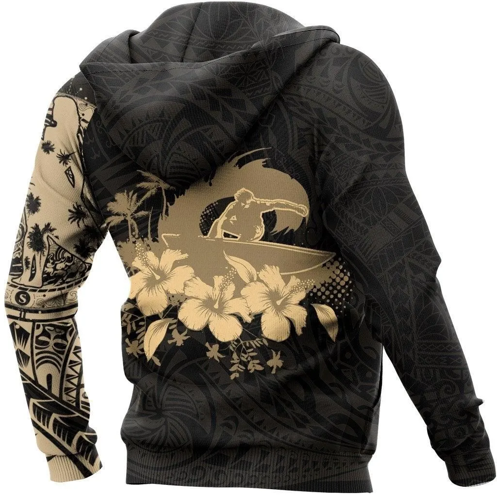 Polynesian Hoodie - Polynesian Surfing Girl Tattoo Style Special