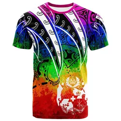 Tonga T shirt - Tropical Leaf Rainbow Color