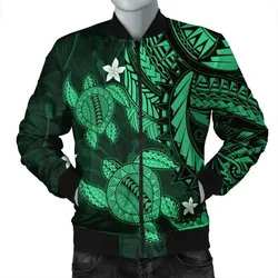 FamilyGater Jacket - Hawaii Polynesian Turtle Hibiscus Bomber Jacket - Green - AH - J4R