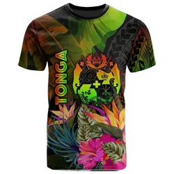 Tonga Polynesian T shirt - Hibiscus and Banana Leaves