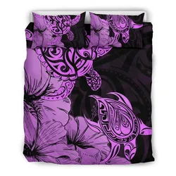 FamilyGater Bedding Set - Cover and Pillow Cases Hawaii Turtle Polynesian Hibiscus Art Pink AH J1