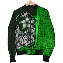 Polynesian Hawaii Men Bomber Jacket Green - Turtle with Hook