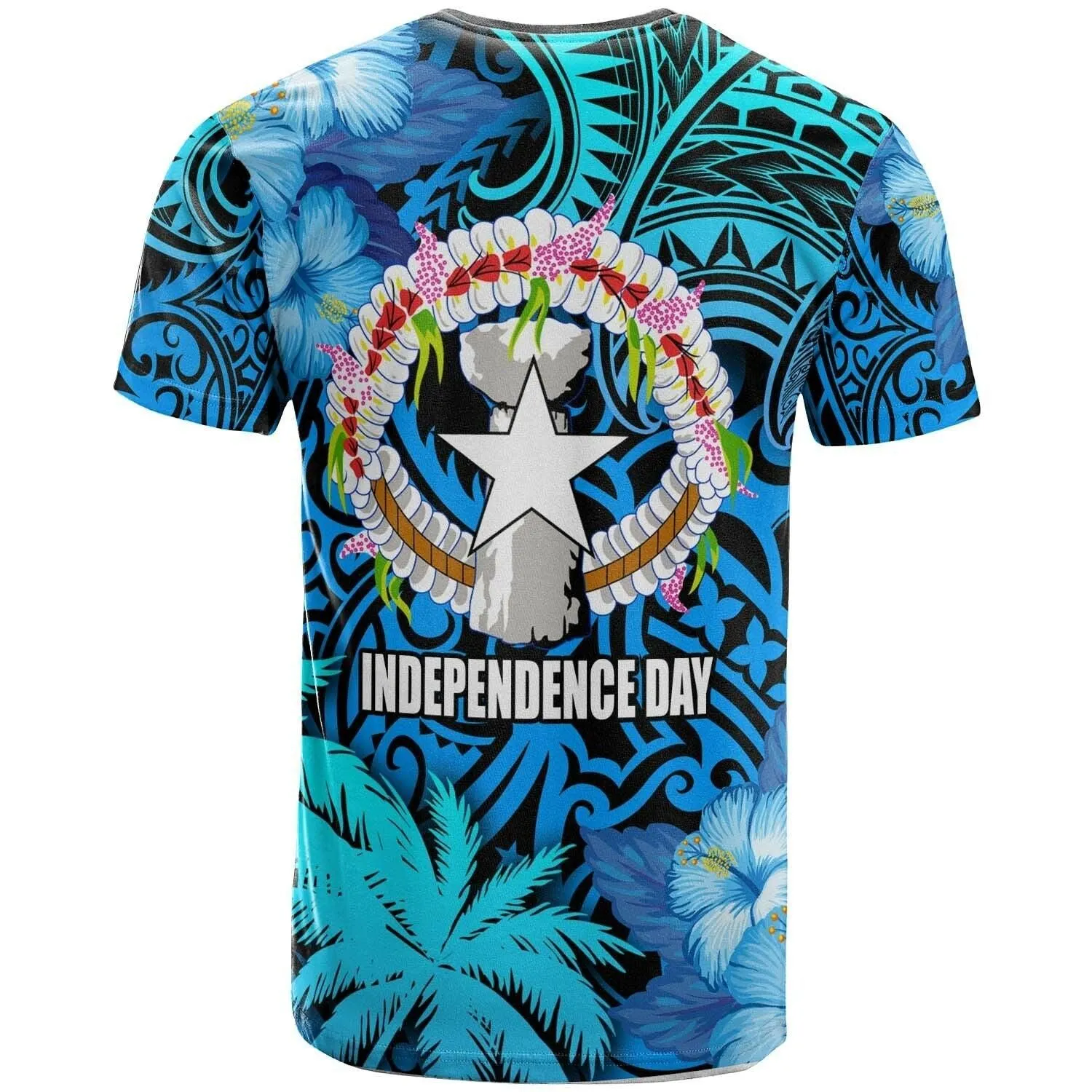 Northern Mariana Islands T shirt CNMI Polynesian Culture with Hibicus Tropical Flower LT10