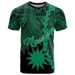 Nauru Polynesian T shirt - Tribal Wave Tattoo Green