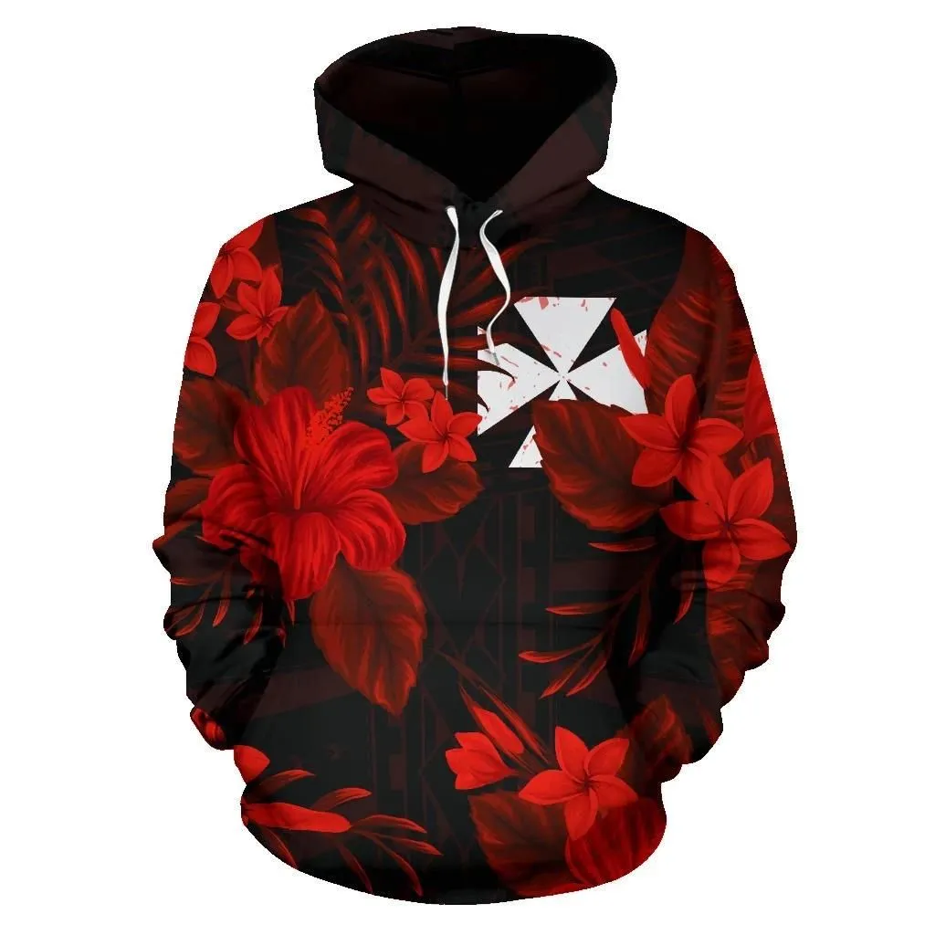 Wallis And Futuna Hoodie Coat Of Arms Hibiscus (Red) TH5
