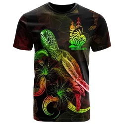 New Caledonia Polynesian T shirt - Turtle With Blooming Hibiscus Reggae