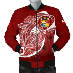 Tonga Men's Bomber Jacket Shark Coat Of Arms TH4