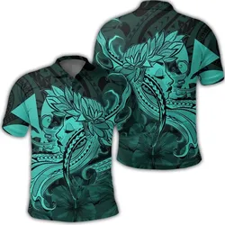 Alohawaii Shirt - Hawaiian Map Hula Girl Hibiscus Kanaka Polynesian Polo Shirt - Turquoise - AH - J4R