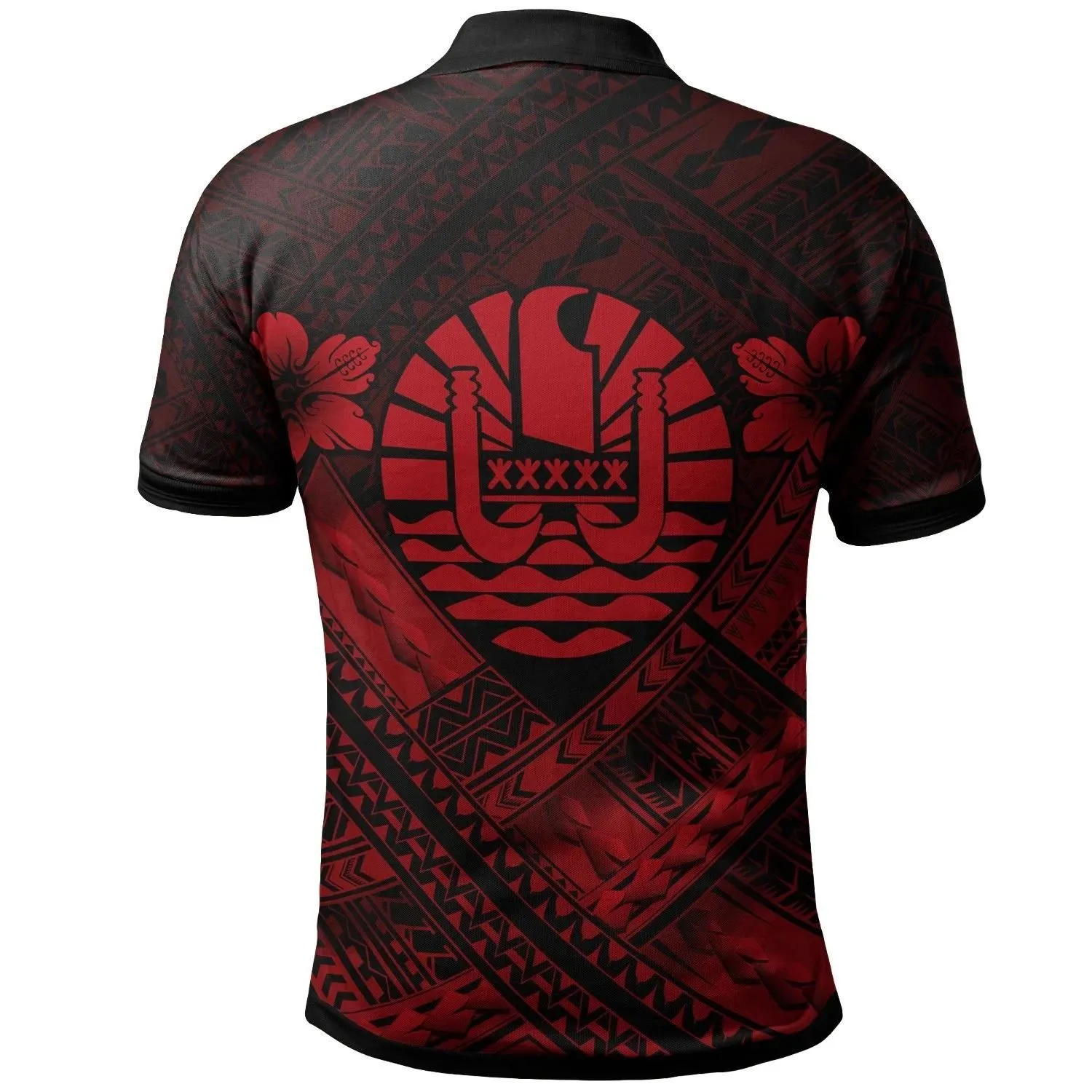 Tahiti Custom Polynesian  Polo Shirts - Tahiti Red Seal Camisole Hibiscus Style - BN18