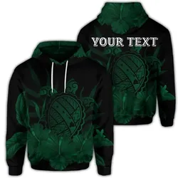 Alohawaii Hoodie - (Personalised) Hawaiian Map Turtle Hibiscus Polynesian Hoodie - Green - AH - J4R