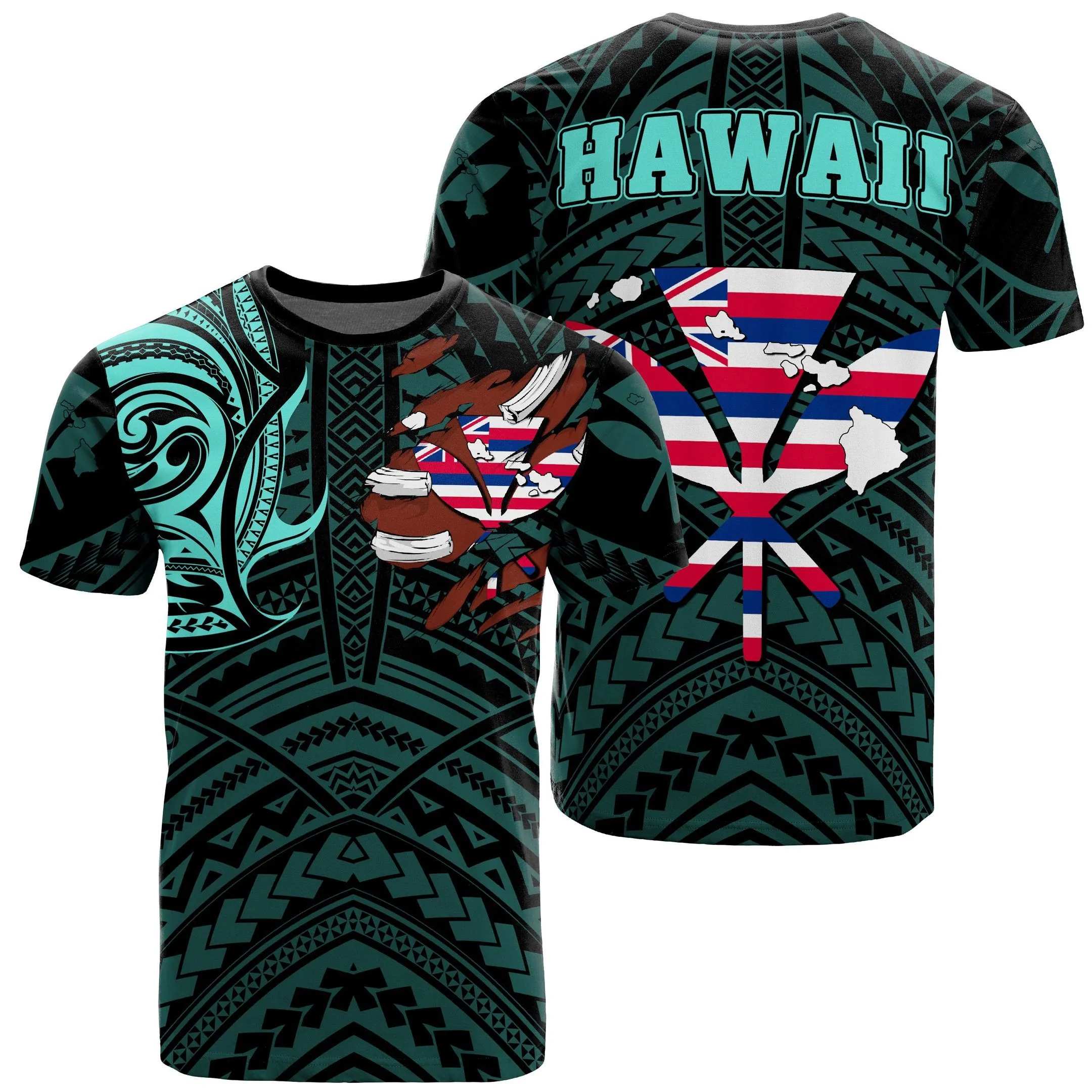 Hawaiian Aloha Kanaka T Shirt Heart Tattoo Turquoise Ah J1 Hawaiian Shorts Beach Short Sleeve