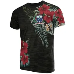 Samoa T shirt - Samoa Coat Of Arms Hibiscus Palm Leaves