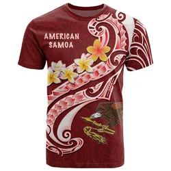 American Samoa T shirt - AS Seal Polynesian Patterns Plumeria