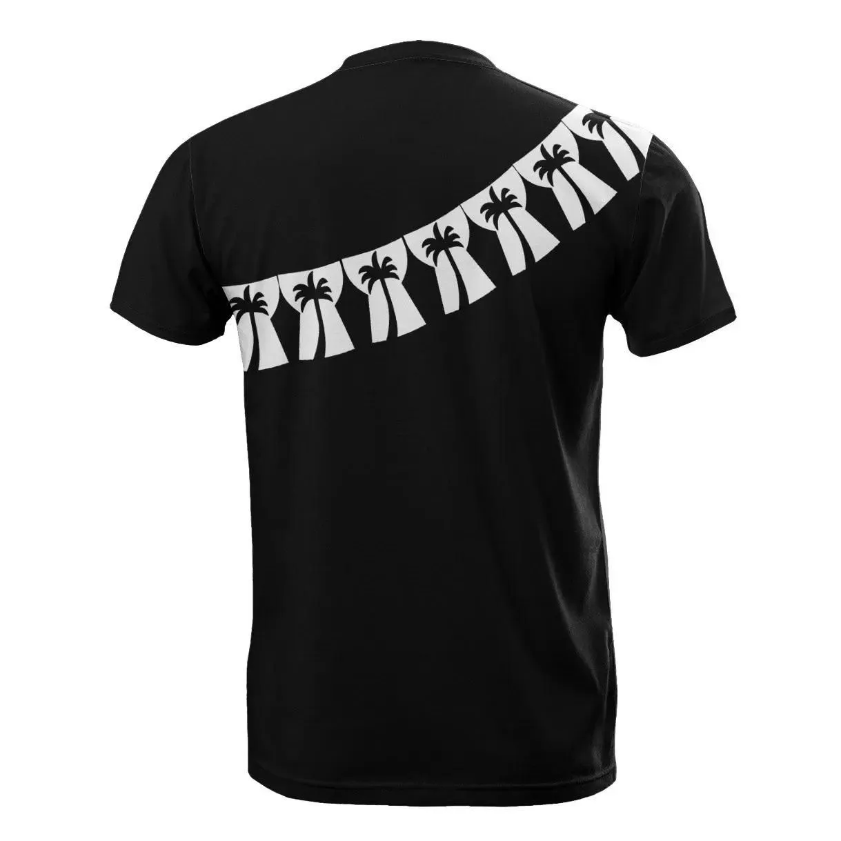 Guam T-Shirt - Polynesian Pattern Black With Hibiscus - BN20