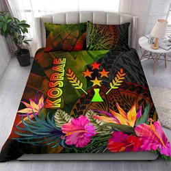 Kosrae Polynesian Bedding Set -  Hibiscus and Banana Leaves - BN15